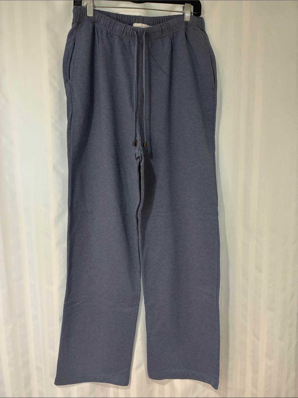 Liz Claiborne Slate Blue Drawstring Wide Leg Cotton Pants
